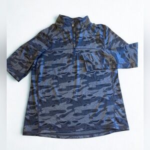 Vineyard Vines Quarter Zip Men’s Blue Golf Camo Print Preppy Athletic Classic
